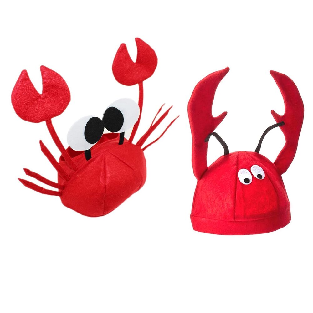 3804 2 Pcs Funny Crab Hat Lobster Headwear Dress Up Hat, Novelty Piece Hats